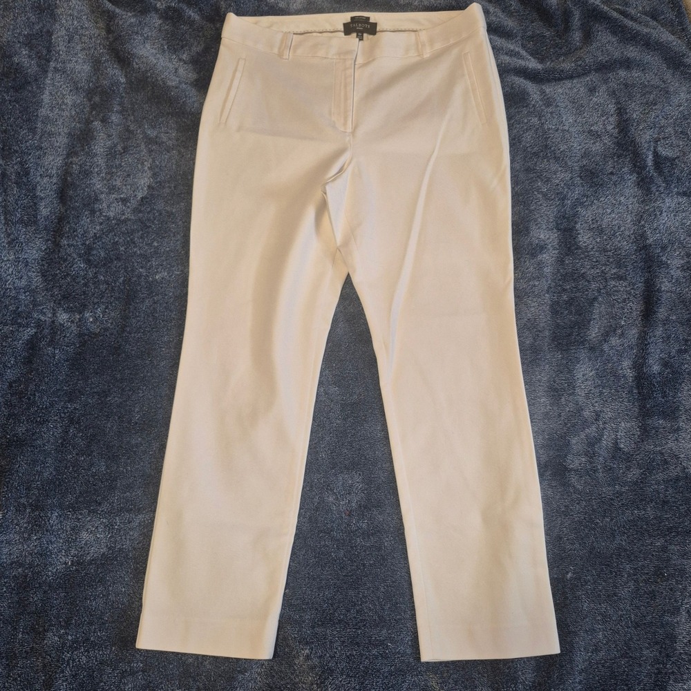 Talbots Newport Petites Cream Straight Leg Pants Size 12P Off White Stretch